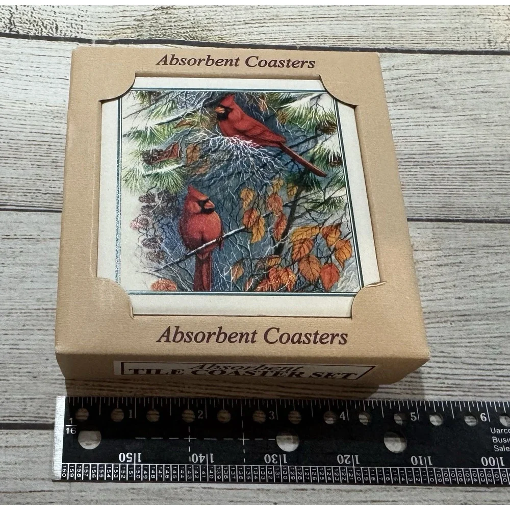 New Highland Graphics Set of 4 Absorbent Cardinal Tile Coasters USA MADE Tub18